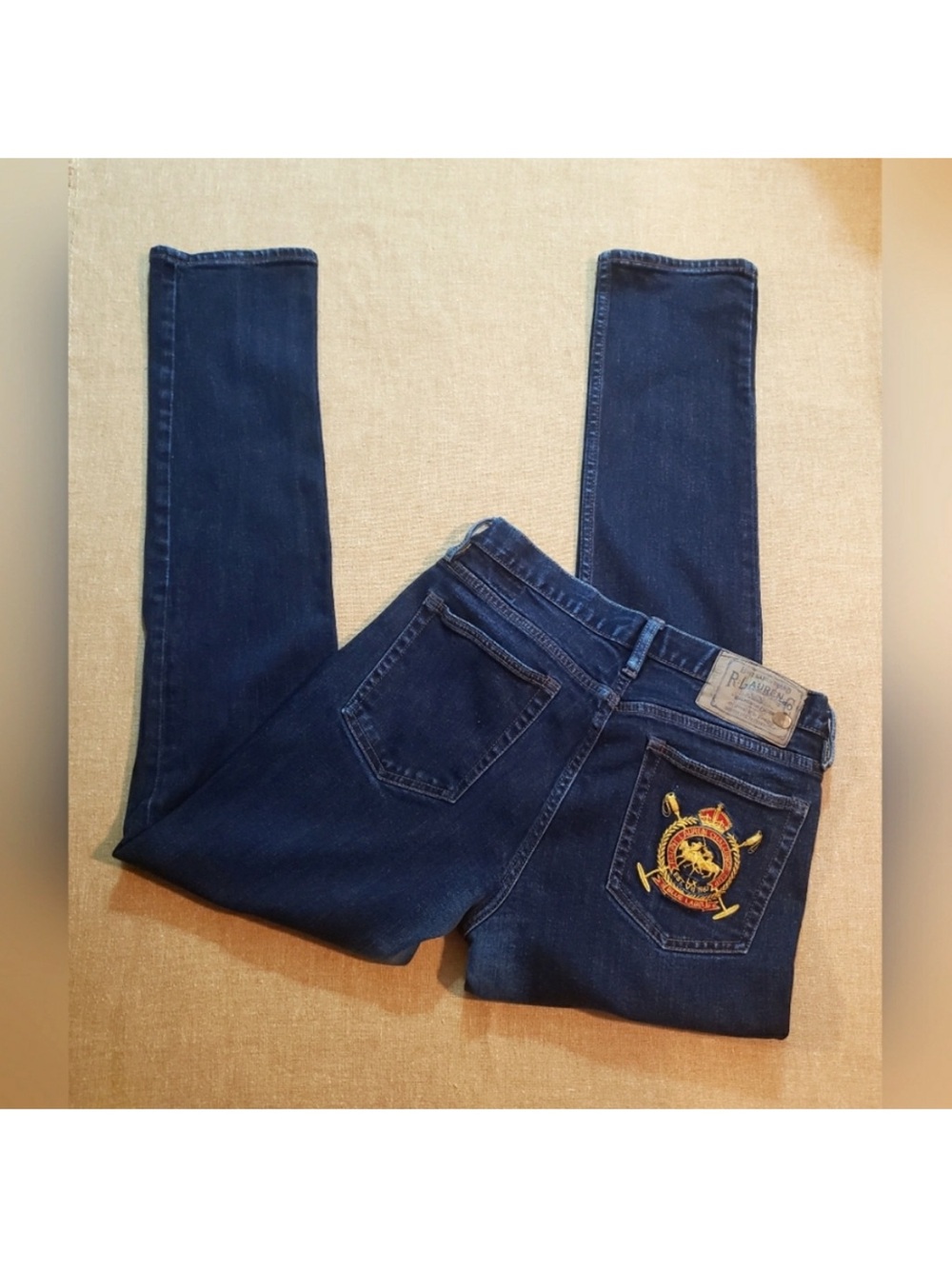 Ralph Lauren Dark Blue Thompson 650 Blue Label Jeans with Embroidered Crest 31